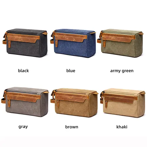 Men’s Canvas and Leather Toiletry Bag – Durable, Stylish Travel Organizer for Grooming Essentials